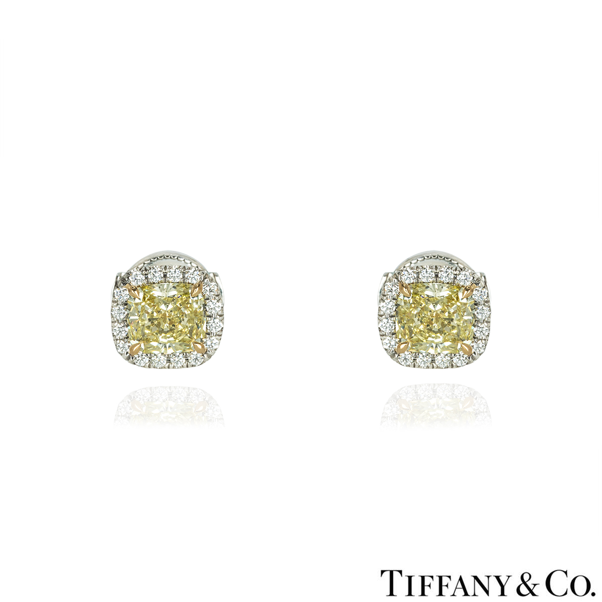 Tiffany & Co. Soleste Fancy Intense Yellow Cushion Cut Diamond Earrings 1.50ct TDW